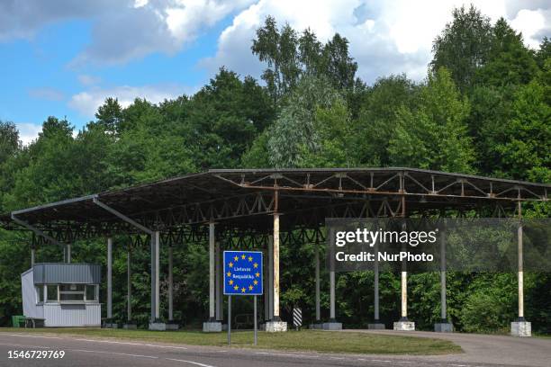 Border post between Lithuania and Poland, near the former border crossing in Ogrodniki-Lazdijai, on July 15 in Lazdijai, Lithuania. Lithuanian border...