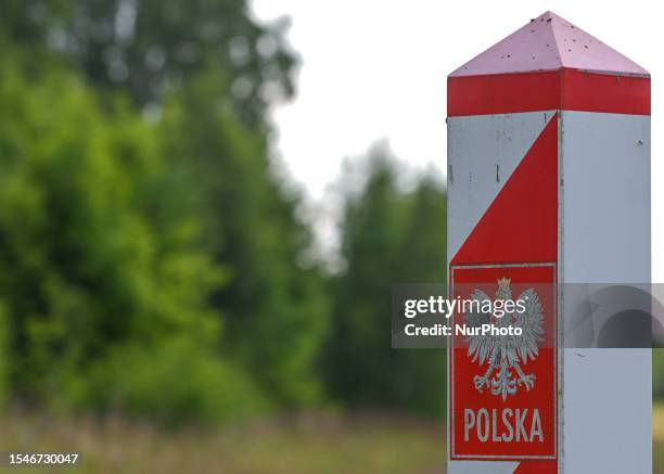 Polish border post between Lithuania and Poland, near the former border crossing in Ogrodniki-Lazdijai, on July 15 in Lazdijai, Lithuania. Lithuanian...