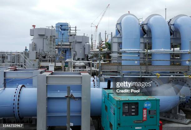 The facility for releasing the radioactive water treated by the Advanced Liquid Processing System into the sea is prepared at Tokyo Electric Power...