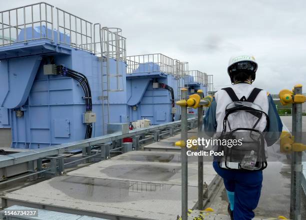 The facility for releasing the radioactive water treated by the Advanced Liquid Processing System into the sea is prepared at Tokyo Electric Power...