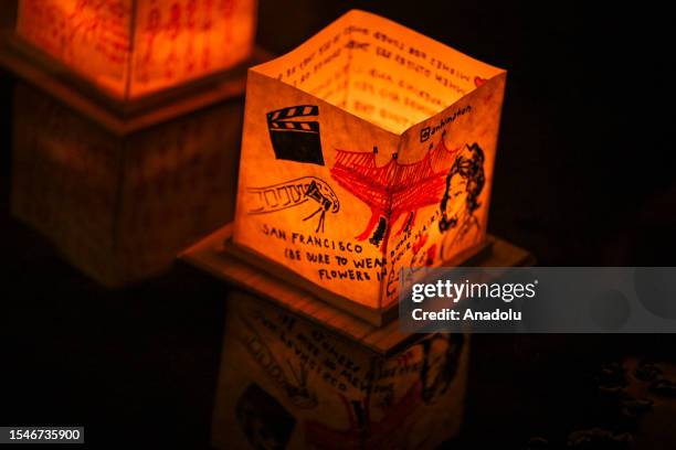 Lanterns float on the water during the San Jose Water Lantern Festival in the Almaden Lake Park of San Jose, California, United States on July 21,...