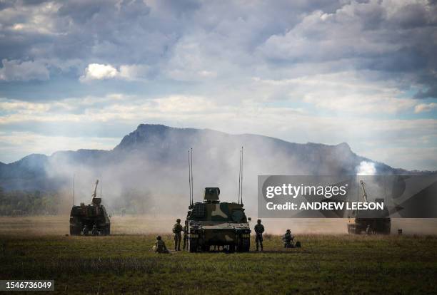 Artillery are fired during joint military drills at a firing range in northern Australia as part of Exercise Talisman Sabre, the largest combined...