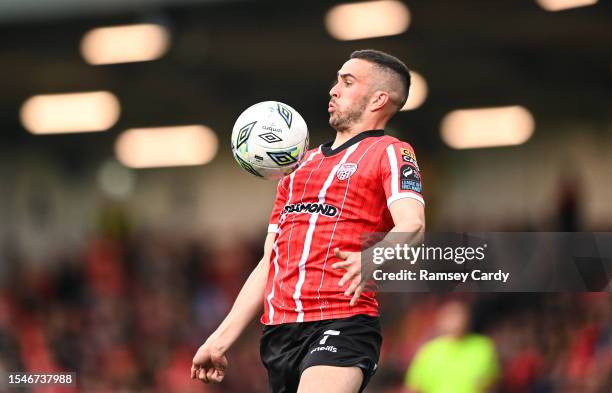 Derry , United Kingdom - 20 July 2023; Michael Duffy of Derry City during the UEFA Europa Conference League First Qualifying Round 2nd Leg match...