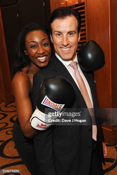 Anton Du Beke and Beverley Knight attend a Nordoff Robbins Boxing fundraising dinner at The Grand Connaught Rooms on October 24, 2012 in London,...