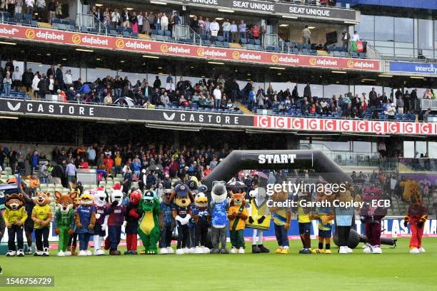 County mascots take part in the annual T20 Finals Day Mascot Race at Edgbaston on July 15, 2023 in Birmingham, England.