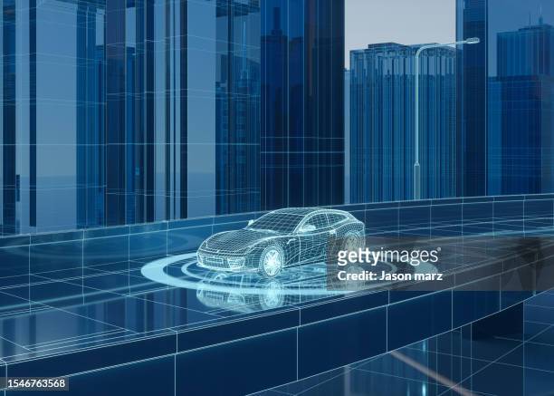 blue light data autonomous self driving vehicle - 自動運転車 ストックフォトと画像