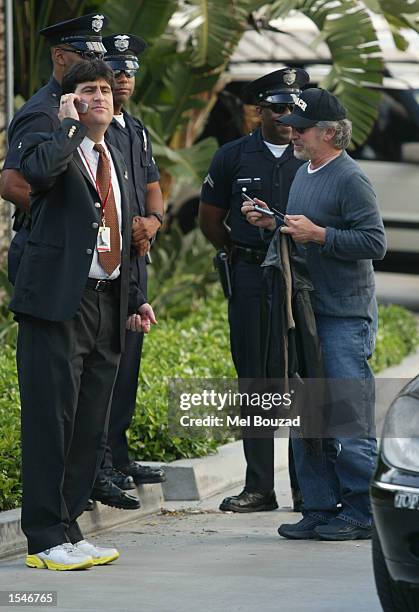 Director Steven Spielberg arrives for the NBA playoff game between the L.A. Lakers and the Sacramento Kings at the Staples Center May 31, 2002 in Los...