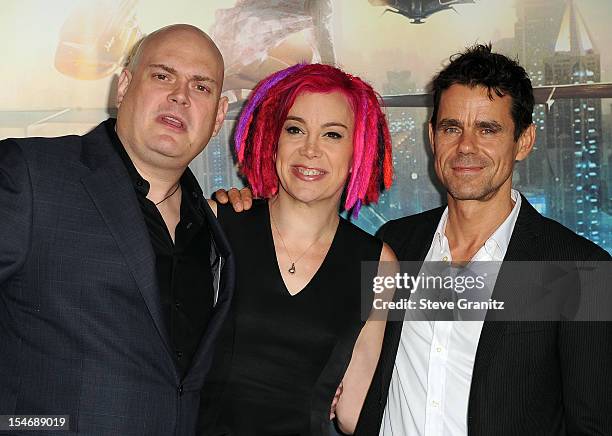 Directors Andy Wachowski, Lana Wachowski and Tom Tykwer arrive at the Los Angeles premiere of "Cloud Atlas" at Grauman's Chinese Theatre on October...