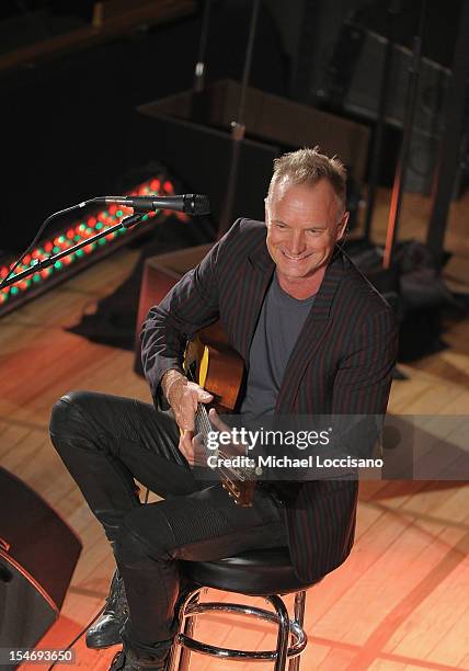 Musician Sting performs during the United Nations Day Concert at United Nations on October 24, 2012 in New York City.