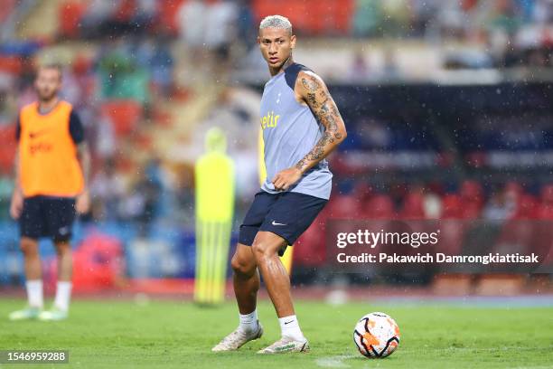 Richarlison of Tottenham Hotspur trains ahead of the pre-season friendly match between Tottenham Hotspur and Leicester City at Rajamangala Stadium on...