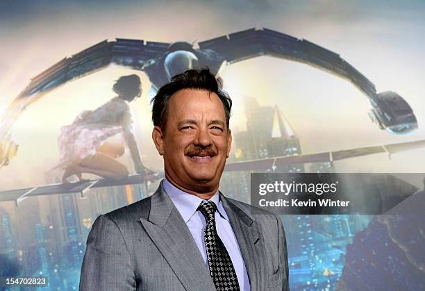 Actor Tom Hanks arrives at the premiere of Warner Bros. Pictures' "Cloud Atlas" at the Chinese Theatre on October 24, 2012 in Los Angeles, California.