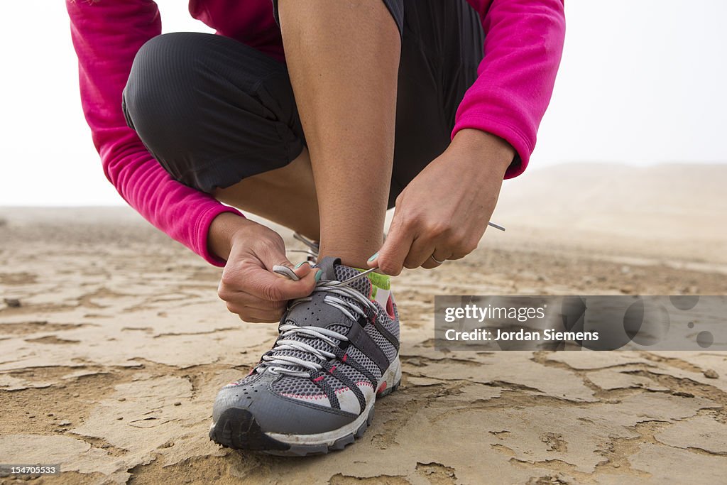 A female on a hike.