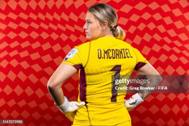 Olivia McDaniel of Philippines poses during the official FIFA Women's World Cup Australia & New Zealand 2023 portrait session on July 15, 2023 in...