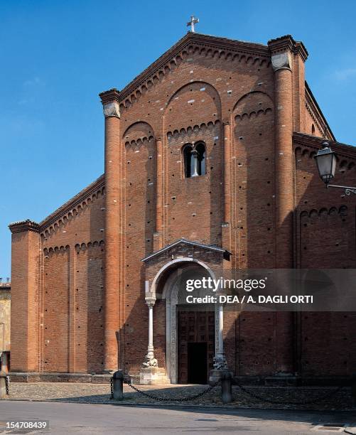 Basilica Nonantola Abbey facade, near Modena, Emilia-Romagna. Italy, 12th century.