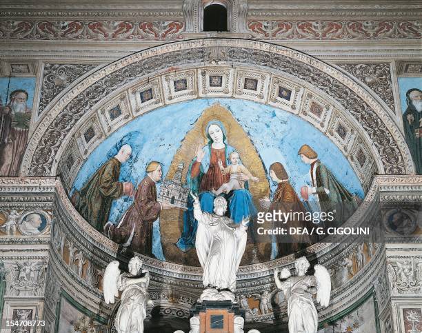 Presentation of the charterhouse to the Virgin by Gian Galeazzo Visconti and his children Filippo Maria, Giovanni Maria and Gabriele Maria, fresco by...