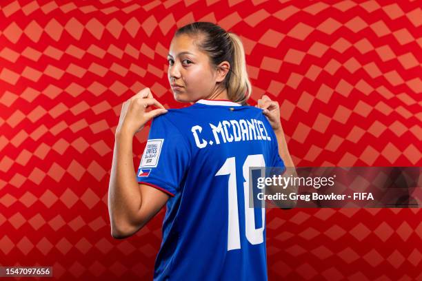 Chandler McDaniel of Philippines poses during the official FIFA Women's World Cup Australia & New Zealand 2023 portrait session on July 15, 2023 in...