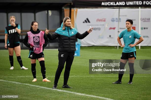 Head Coach Jitka Klimková at a New Zealand women's football training session on July 16, 2023 in Auckland, New Zealand.