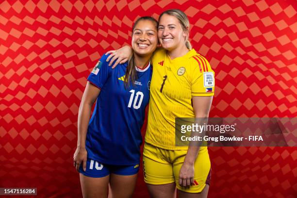 Chandler McDaniel and Olivia McDaniel of Philippines pose during the official FIFA Women's World Cup Australia & New Zealand 2023 portrait session on...