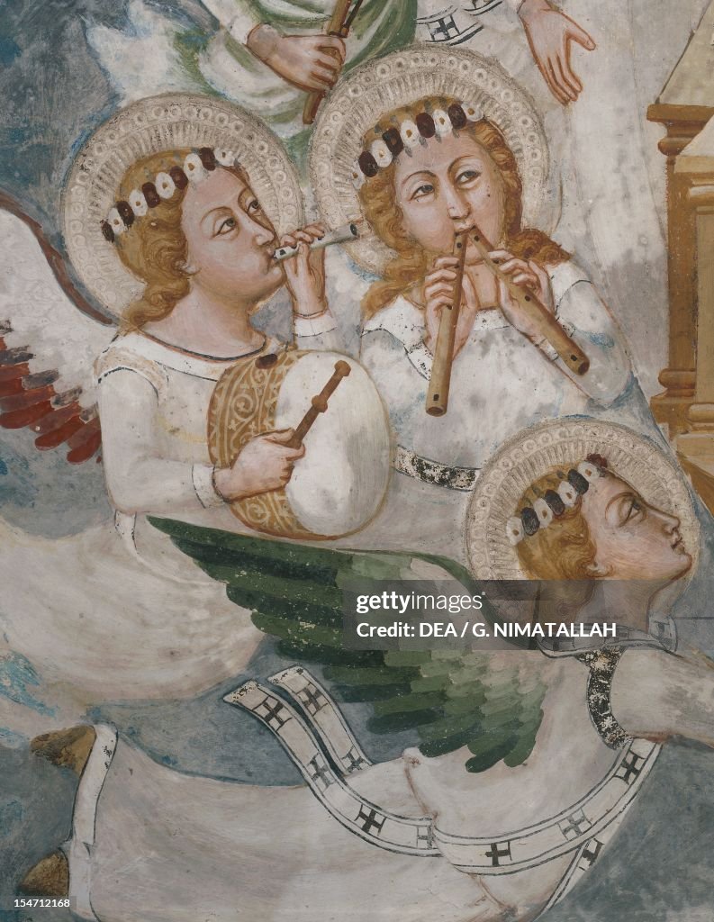 Common Angel String Instrument Angel playing musical instruments, detail from the Assumption of the ...
