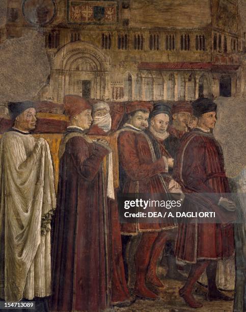 Second transfer of the relics of Saint Ercolano from the Church of St Peter to the Cathedral of St Lawrence, 1461-1466, by Benedetto Bonfigli ,...