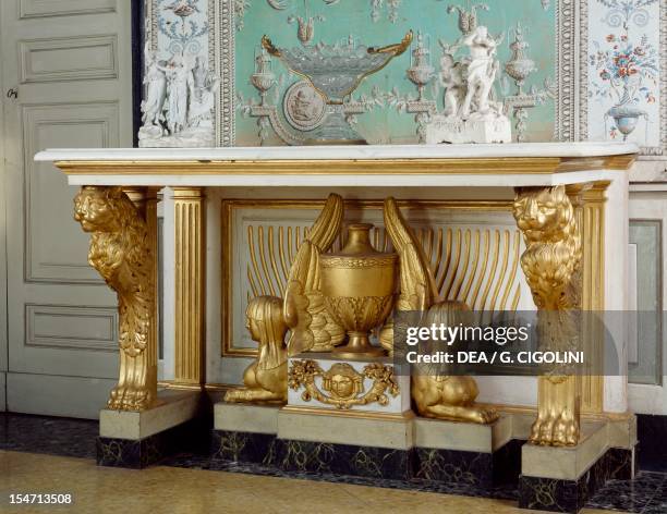 Empire style piece of furniture from the Salon known as the Tapestry of Corals, Villa Durazzo Faraggiana, Albissola Marina. Italy, 19th century.