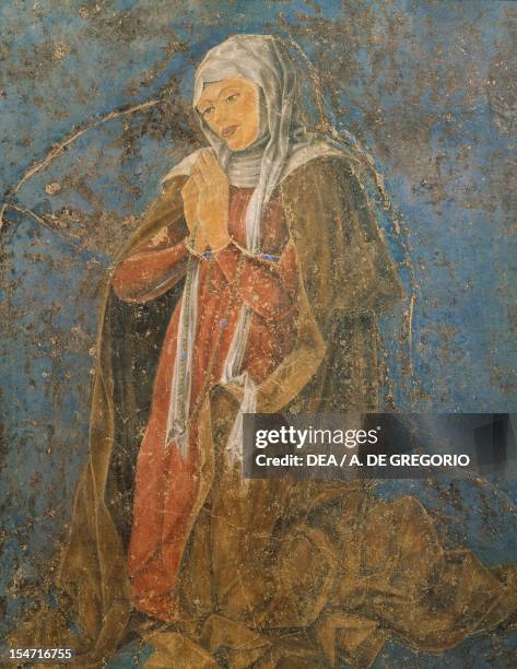 Dean, detail Virgin of the Sign, scene from Month of August, ca 1470, attributed to Cosimo Tura, and Master of Ercole, fresco, north wall, Hall of...
