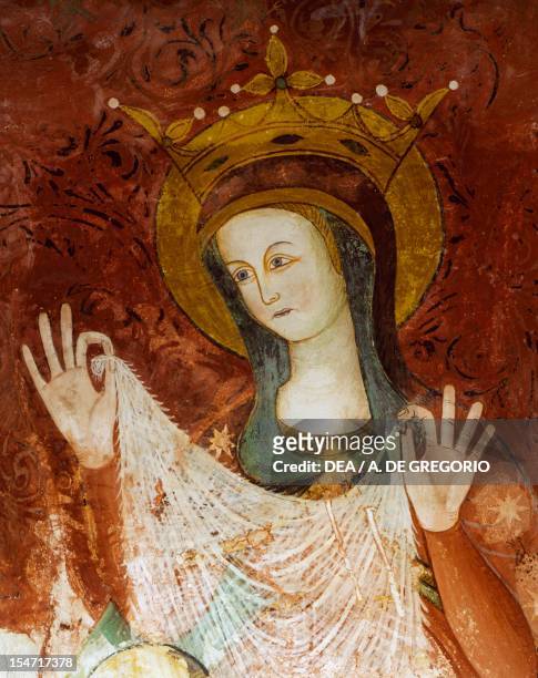 Madonna with Child and two Saints, fresco by Giovanni di Francia, from the tomb Passasepe Lambertini, Crypt of Santa Maria della Scala, Cathedral of...