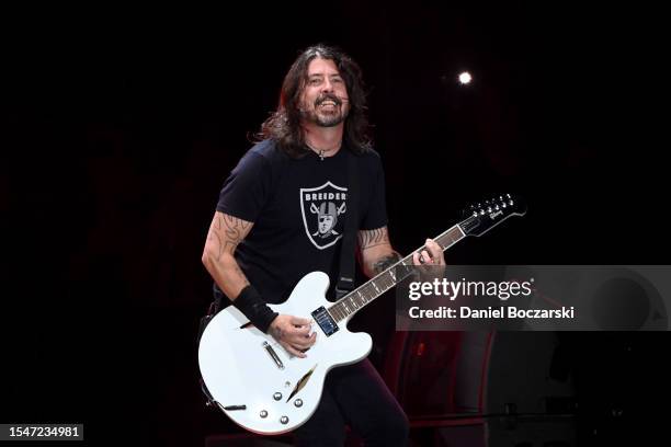 Dave Grohl of Foo Fighters performs onstage during Harley-Davidson's Homecoming Festival - Day 2 at Veterans Park on July 15, 2023 in Milwaukee,...