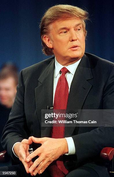 Donald Trump listens to a question during a break in the taping of MSNBC's "Hardball with Chris Matthews," at the University of Pennsylvania's Irvine...