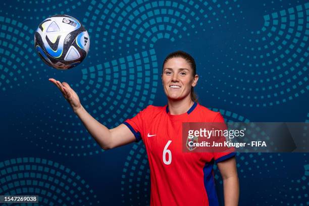 Maren Mjelde of Norway poses during the official FIFA Women's World Cup Australia & New Zealand 2023 portrait session on July 15, 2023 in Auckland,...