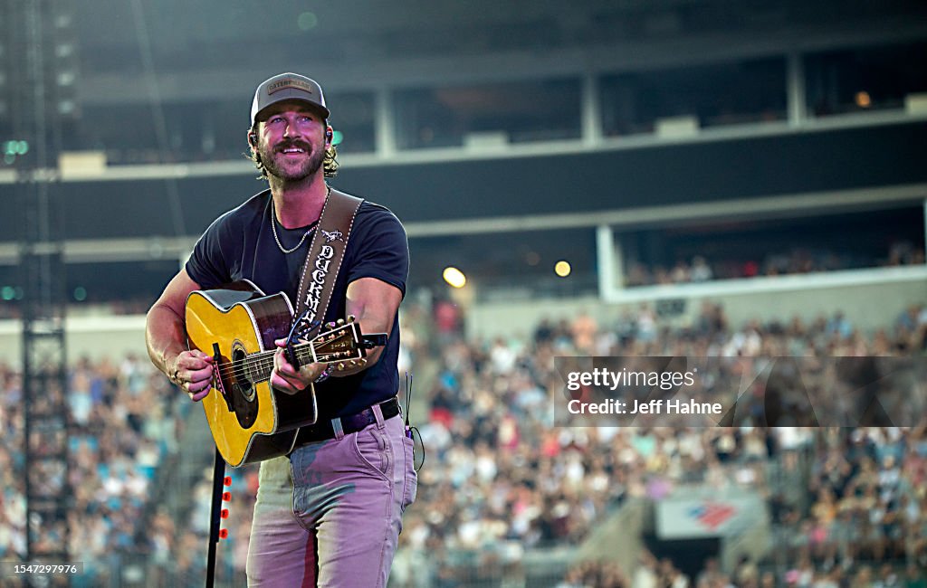 Riley Green Concert Red Rocks Riley Green performs at Bank of America Stadium on July 15, 2023 in ...