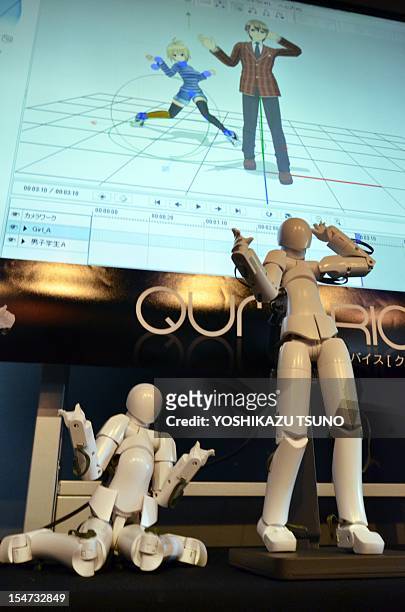 Japanese electronics venture Celsys displays their motion capture system "Qumarion" at a press preview at the annual Digital Contents Expop in Tokyo...