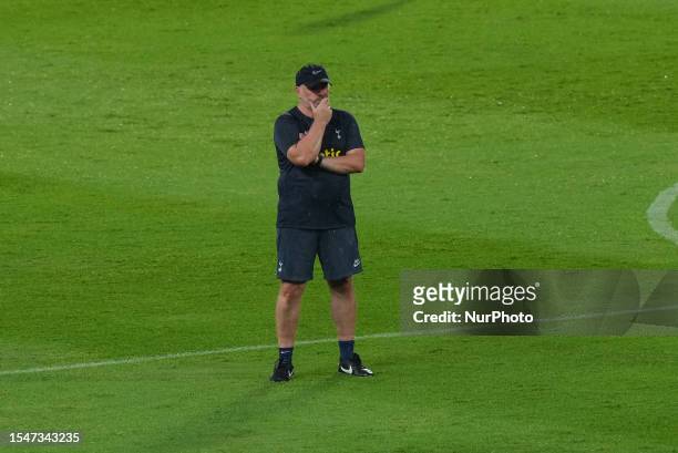 Ange Postecoglou, head coach of Tottenham Hotspur in training session during the pre-season match against Leicester City at Rajamangala Stadium on...