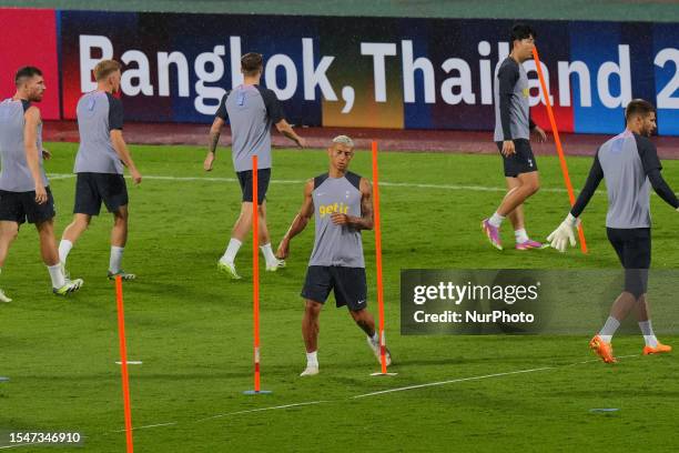 Richarlison of Tottenham Hotspur in training session during the pre-season match against Leicester City at Rajamangala Stadium on July 22, 2023 in...