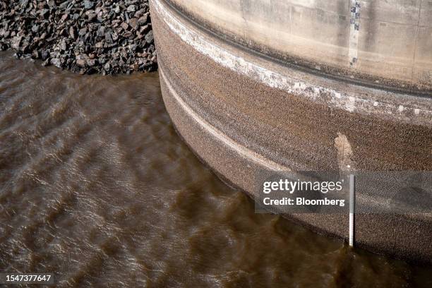Low water levels at the Paso Severino reservoir during a drought in Florida, Uruguay, on Friday, July 21, 2023. Paso Severino, the main source of...