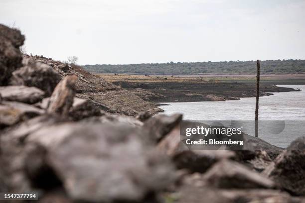 Low water levels at the Paso Severino reservoir during a drought in Florida, Uruguay, on Friday, July 21, 2023. Paso Severino, the main source of...