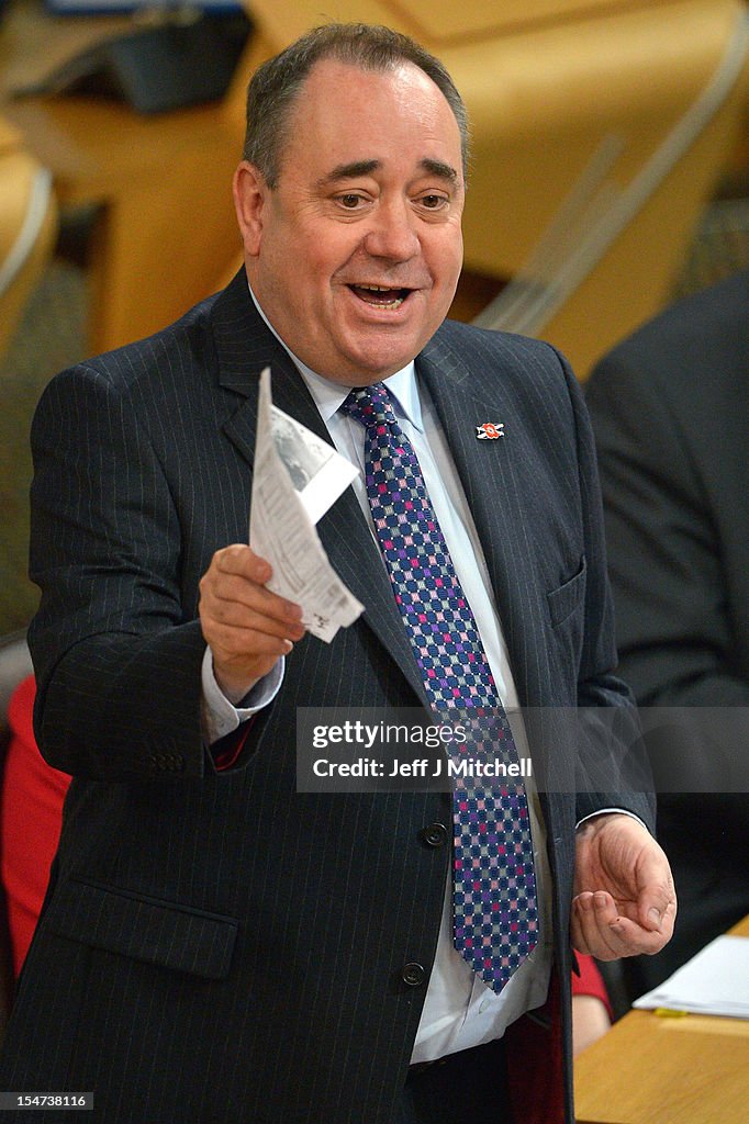 Scottish First Minister Alex Salmond Attends Parliament For First Minister's Questions