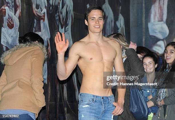 Model poses during the Abercrombie & Fitch flagship store opening on October 25, 2012 in Munich, Germany.