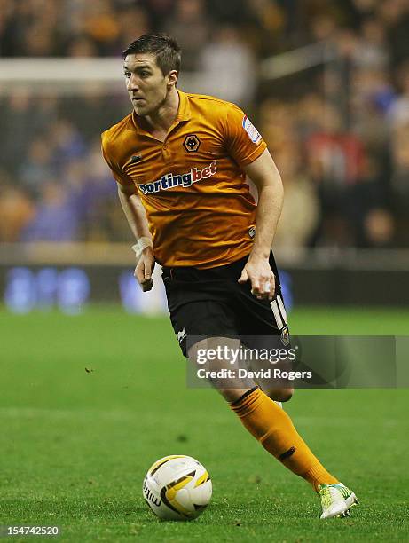 Stephen Ward of Wolves runs with the ball during the npower Championship match between Wolverhampton Wanderers and Bolton Wanderers at Molineux on...