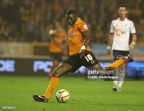 Bakary Sako of Wolves passes the ball during the npower Championship match between Wolverhampton Wanderers and Bolton Wanderers at Molineux on...