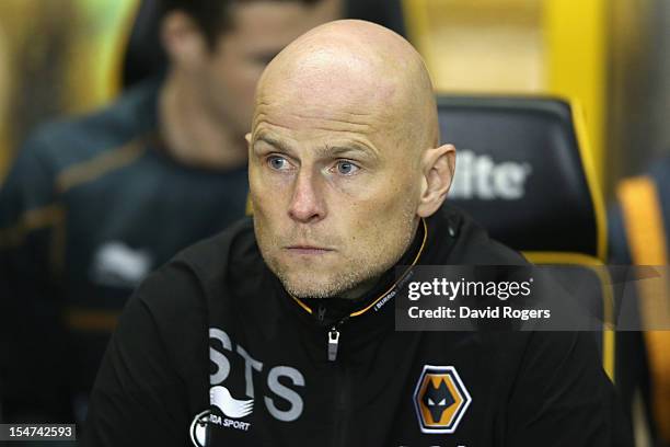 Stale Solbakken, the Wolves manager looks onduring the npower Championship match between Wolverhampton Wanderers and Bolton Wanderers at Molineux on...