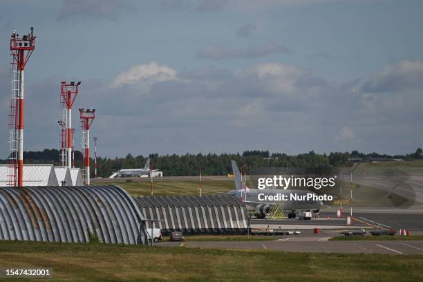 Vilnius airport, on July 12 in Vilnius, Lithuania,