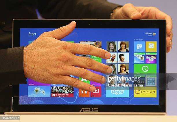 The Microsoft Windows 8 operating system is unveiled at a press conference on October 25, 2012 in New York City. Windows 8 offers a touch interface...
