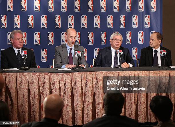 Peter Holt, owner of the San Antonio Spurs, Adam Silver, Deputy Commissioner of the NBA, David Stern, Commissioner of the NBA, and Glen Taylor, owner...