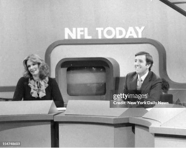 The NFL Today on CBS Sports with former Miss America and now reporter Phyllis George and journalist Brent Musburger.