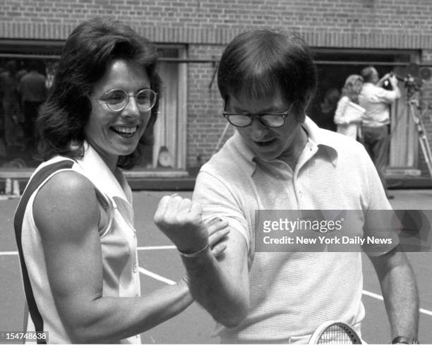 Billie Jean King with Bobby Riggs. Riggs admits he is a male chauvinist pig as he gets ready for the 'Battle of the Sexes," on Sept. 20, at the...
