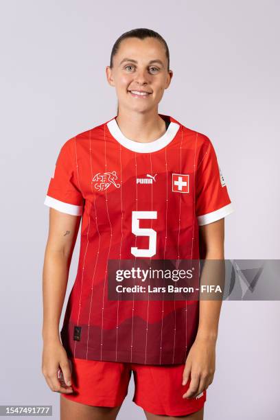 Noelle Maritz of Switzerland poses during the official FIFA Women's World Cup Australia & New Zealand 2023 portrait session on July 16, 2023 in...