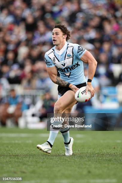 Nicho Hynes of the Sharks during the round 20 NRL match between the New Zealand Warriors and the Cronulla Sharks at Mt Smart Stadium on July 16, 2023...