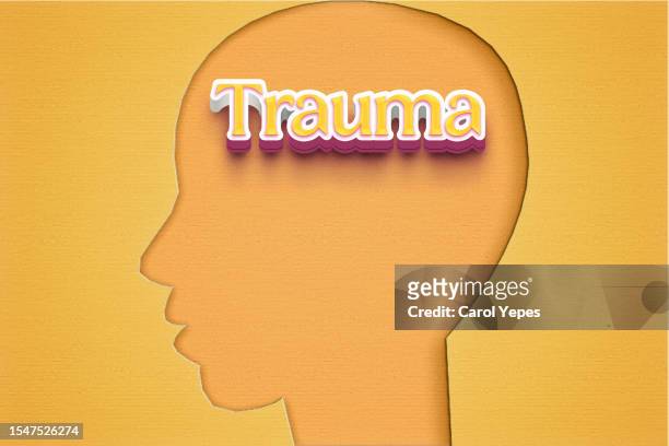 paper cut head with trauma  message - cry baby cartoon stock pictures, royalty-free photos & images