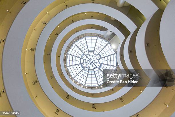 General view of the interior of the Solomon R. Guggenheim Museum designed by Frank Lloyd Wright on October 18, 2012 in New York City.